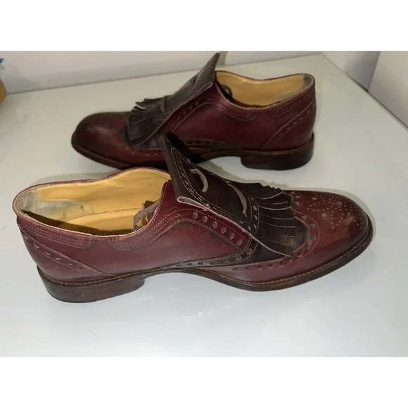 $1,150.00 George Esquivel Vanas Burgundy/Brown leather lace up oxfords Size 10